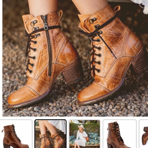Bed Stu Tan Leather Lace-Up Ankle Booties - Picture 3 of 9